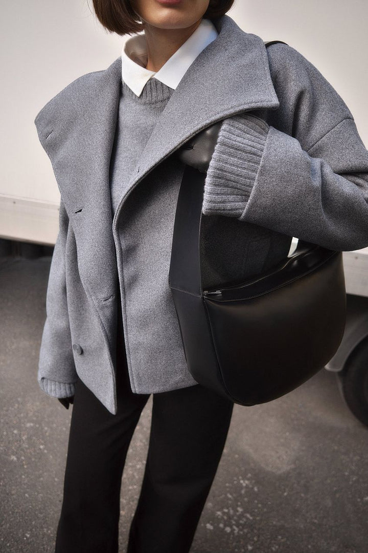 | Dam Kort oversize vinterjacka med slagkrage och Double Buttonless