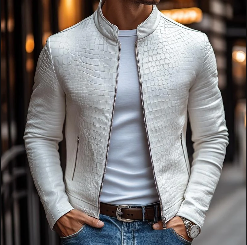 Luxurious Crocodile Läder Jacka