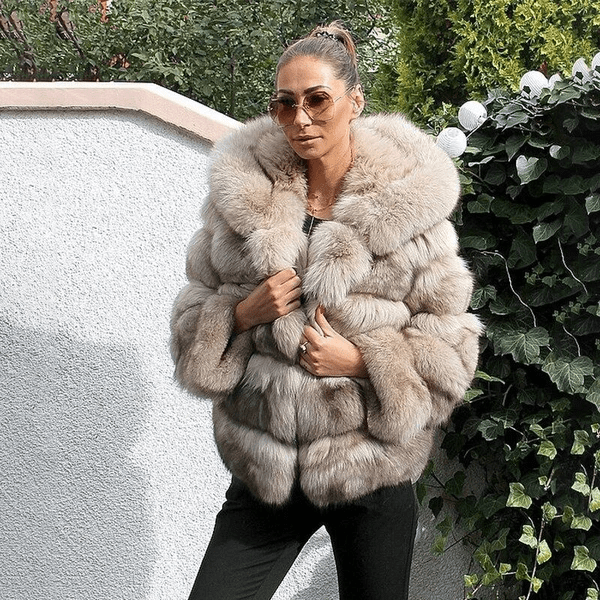 Dam Oversized Teddy Jacka med Huva
