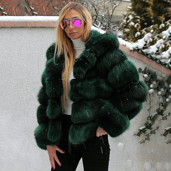 Dam Oversized Teddy Jacka med Huva