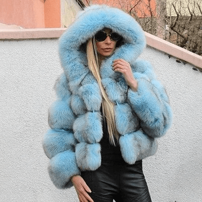 Dam Oversized Teddy Jacka med Huva