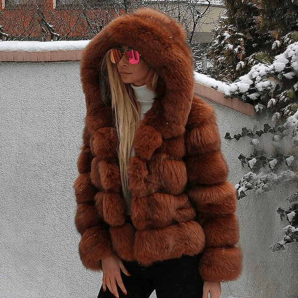 Dam Oversized Teddy Jacka med Huva