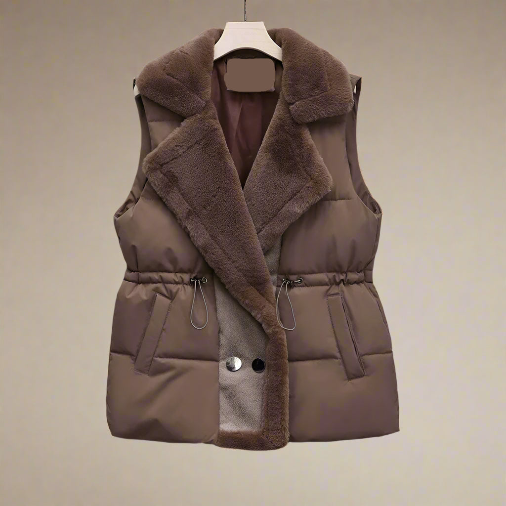 | Dam vadderad väst med Plush Krage och Waistband