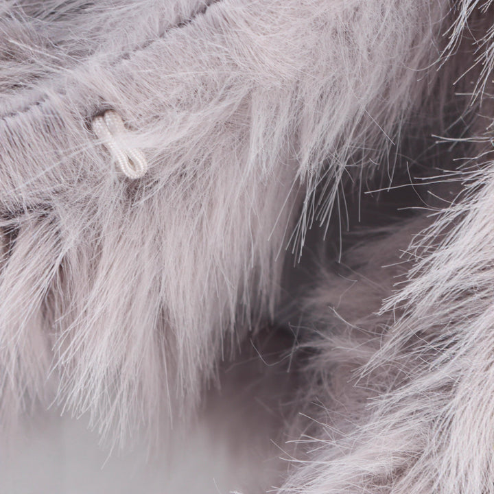Dam Sleeveless Faux Fur Väst med Stå Krage och Fluffy Texture