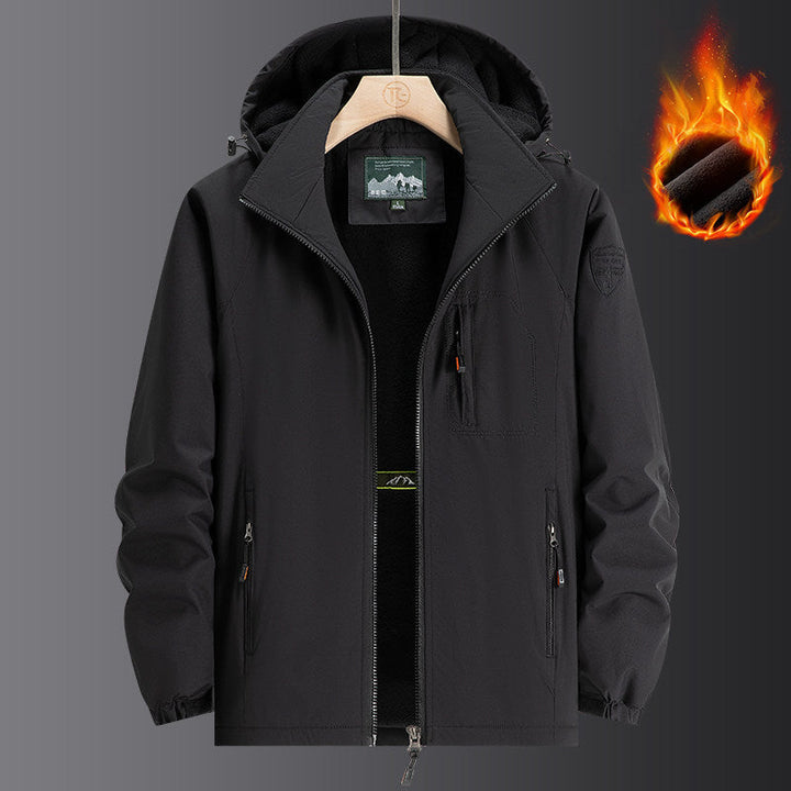 Herr Weatherproof Softshelljacka med Full Fleecefoder, Justerbar Huva och Vindskyddande Membrane