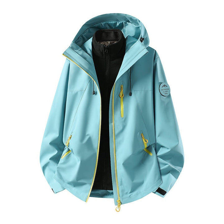 Herr Two-Piece Vattentät Frilufts Jacka med Avtagbar Fleece Inner Jacka och Tätad Sömmar
