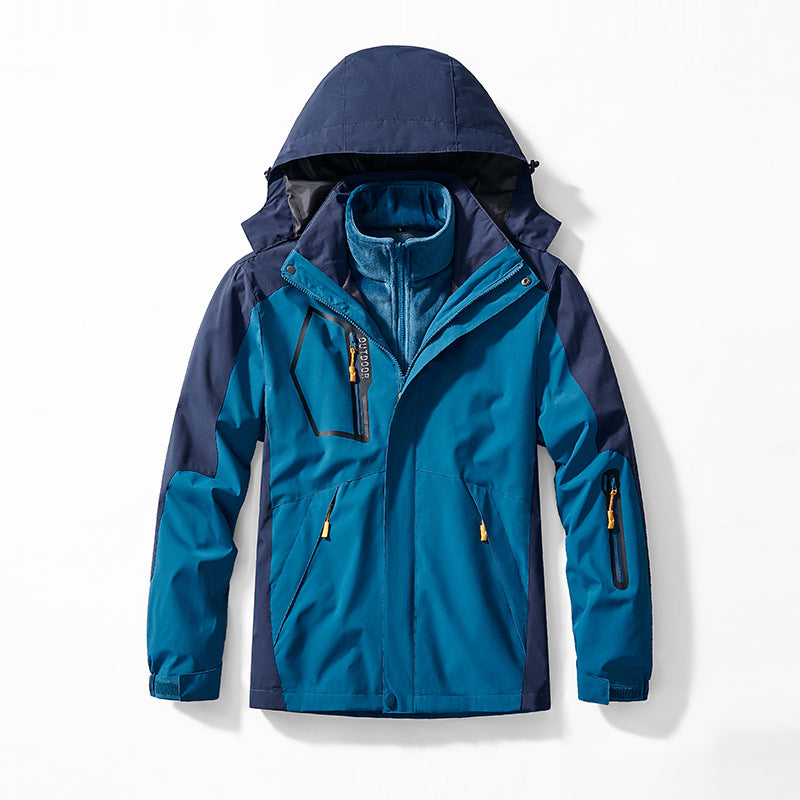 Herr Three-In-en Utomhus Softshelljacka med Uttagbar Fleece Inre Jacka och Huva