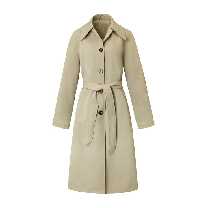 Dam trenchcoat med knytband, figurnära skärning och skjortkrage