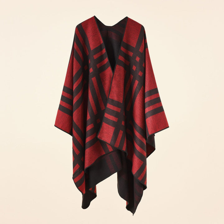 Dam Fine Jacquard kimono Cape med kontrasterande Overlock Edge