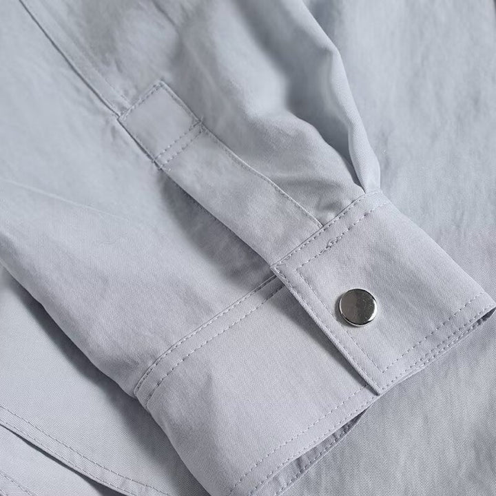Dam lätt oversize Blouse jacka med Stand krage och dold Snap knappslå