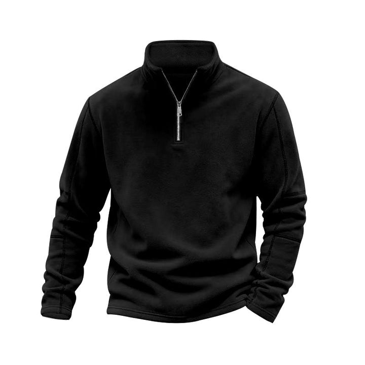Herr Lätt Fleece Pullover med Halv Dragkedja och Ståkrage