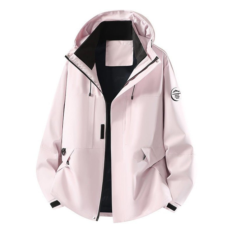 Herr teknisk softshell med huva Jacka med dold front dragkedja och flerafunction fickor