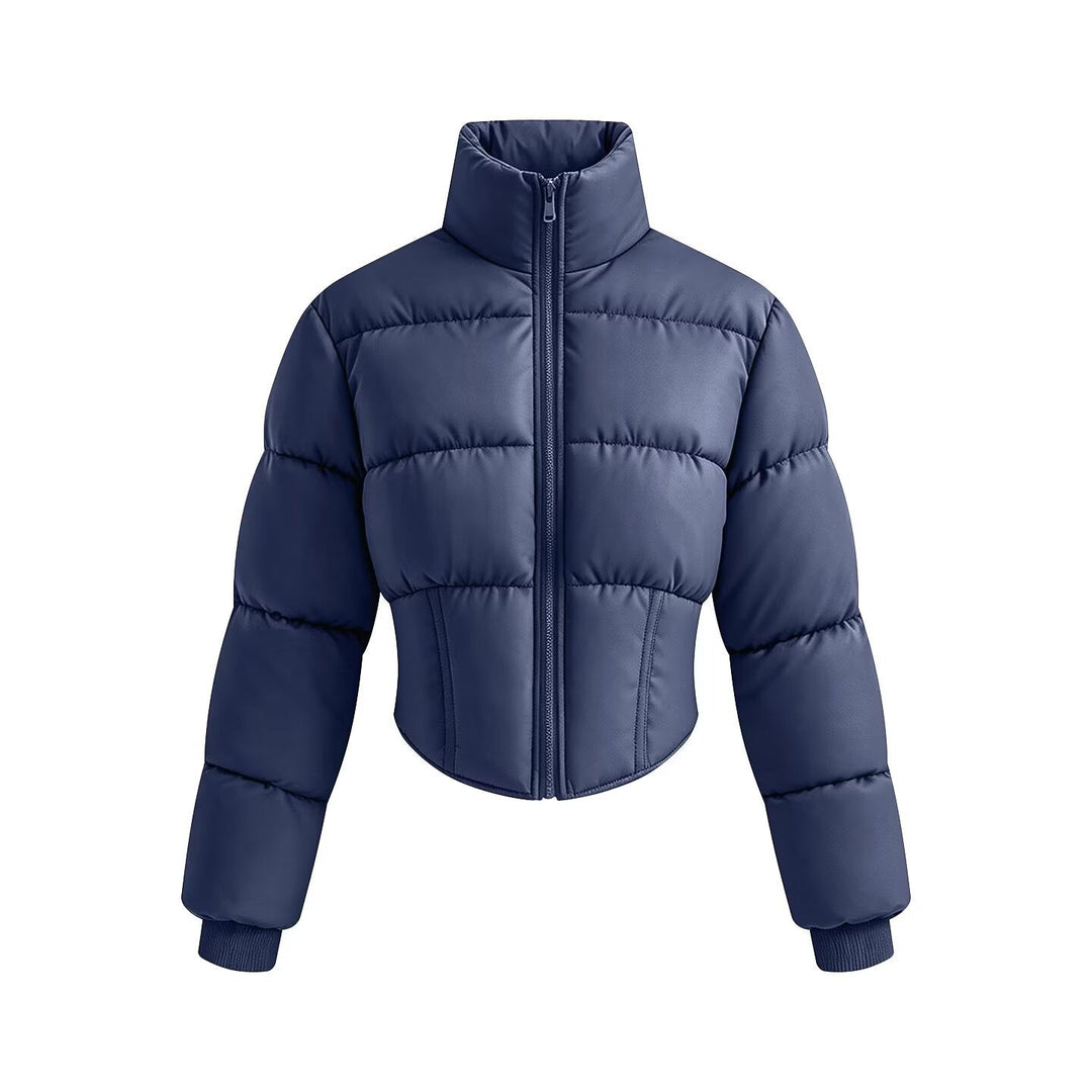 Dam Kort Skärning Quiltad Jacka med Fitted Corset Section