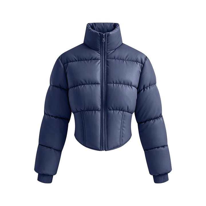 Dam Kort Skärning Quiltad Jacka med Fitted Corset Section