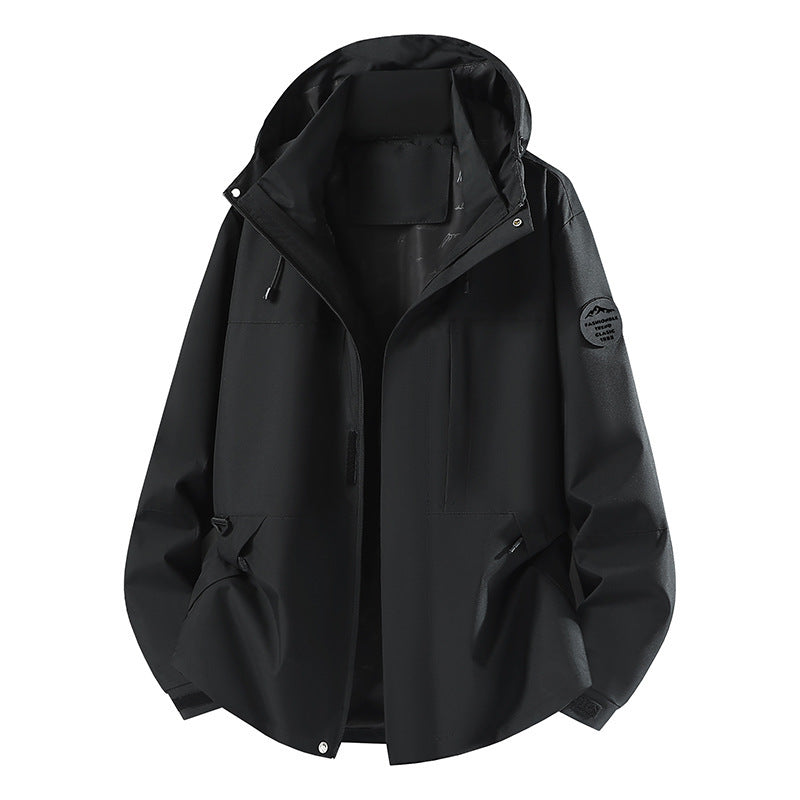 Herr teknisk softshell med huva Jacka med dold front dragkedja och flerafunction fickor