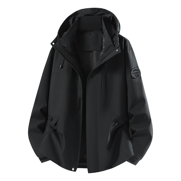 Herr teknisk softshell med huva Jacka med dold front dragkedja och flerafunction fickor