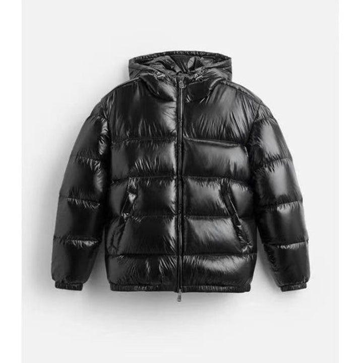 Dam oversize kviltad jacka med huva och Glossy Finish