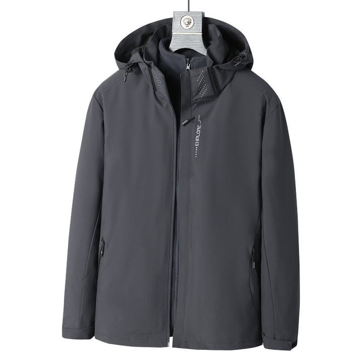 Herr Wind och Water-Resistant Jacka med Huva med Ergonomic Skärning och Concealed Dragkedja