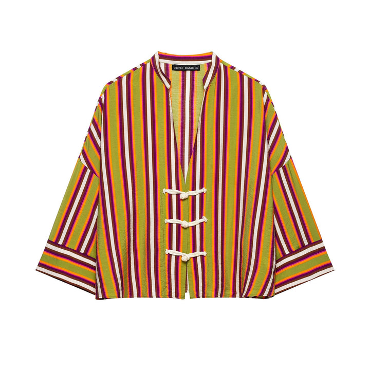Dam oversize Kimono jacka med dekorativ Cord Closings och Three-Quarter ärmar
