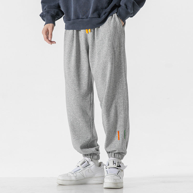 Herr Oversized Jogger Mjukisbyxor Gjord av Bomullsblandning med Dragsko och Elastiska Muddar