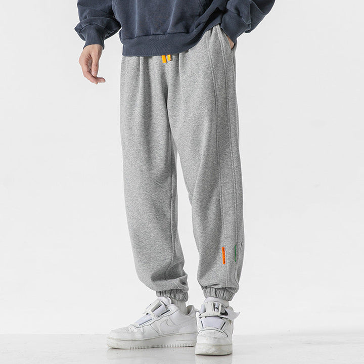 Herr Oversized Jogger Mjukisbyxor Gjord av Bomullsblandning med Dragsko och Elastiska Muddar