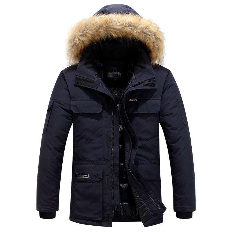 Herr Vadderad Parkas med Imitation Päls Huva, Vind och Vattenresistent Skal