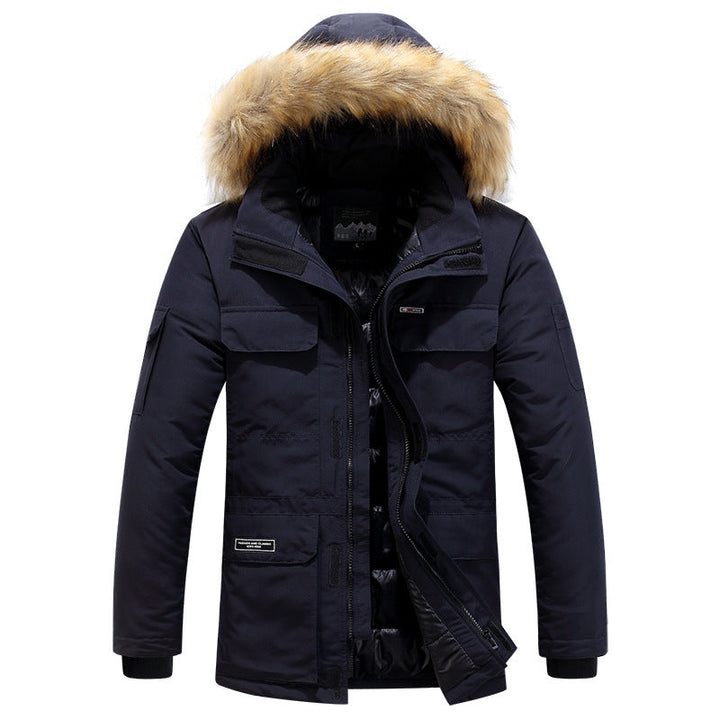 Herr Vadderad Parkas med Imitation Päls Huva, Vind och Vattenresistent Skal