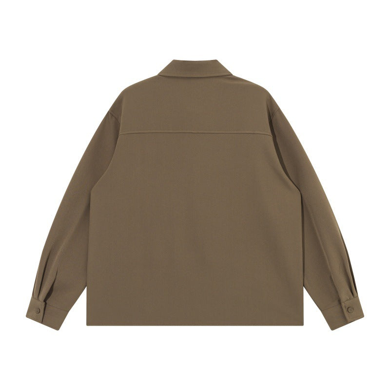 Unisex Boxig Skjorta Jacka med Minimalistisk Dividing Sömmar och Concealed Fickor