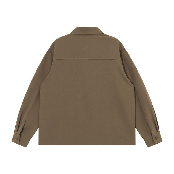 Unisex Boxig Skjorta Jacka med Minimalistisk Dividing Sömmar och Concealed Fickor