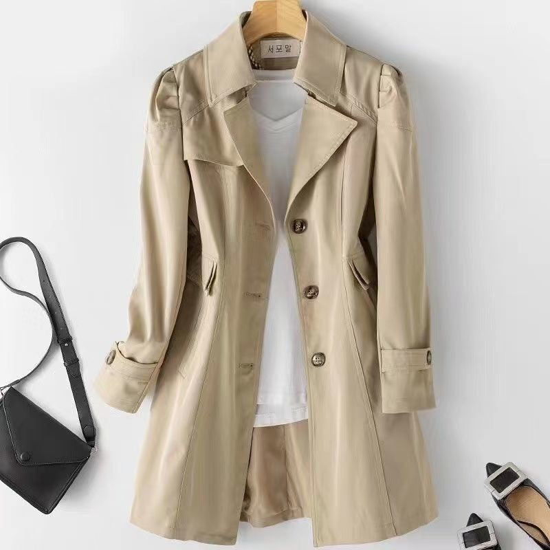 Dam elegant trenchcoat med hög krage