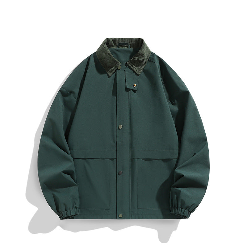 Herr oversize funktionsjacka med Cord Krage och Tryckknapp Front