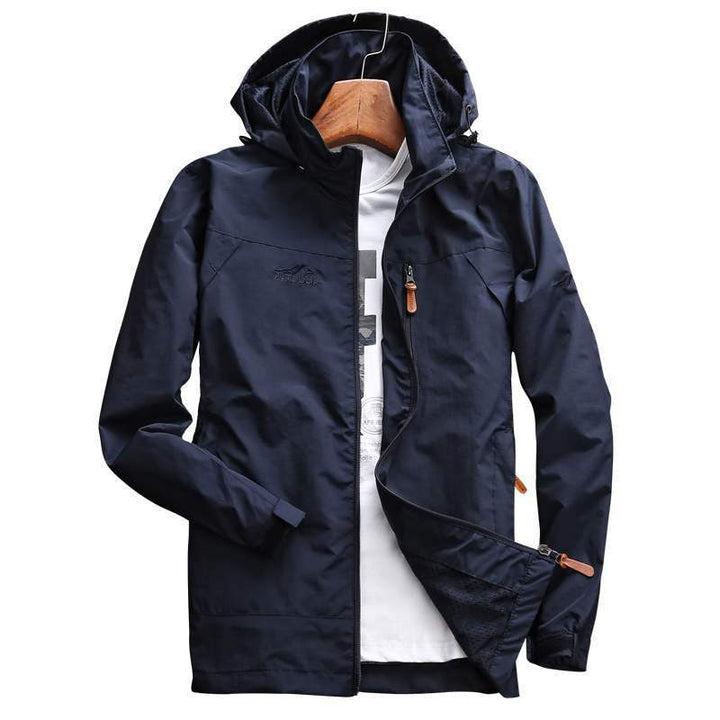 Herr Lätt Softshell Trekking Jacka med Huva, Andningsbar Mesh Foder och Bröst Dragkedja
