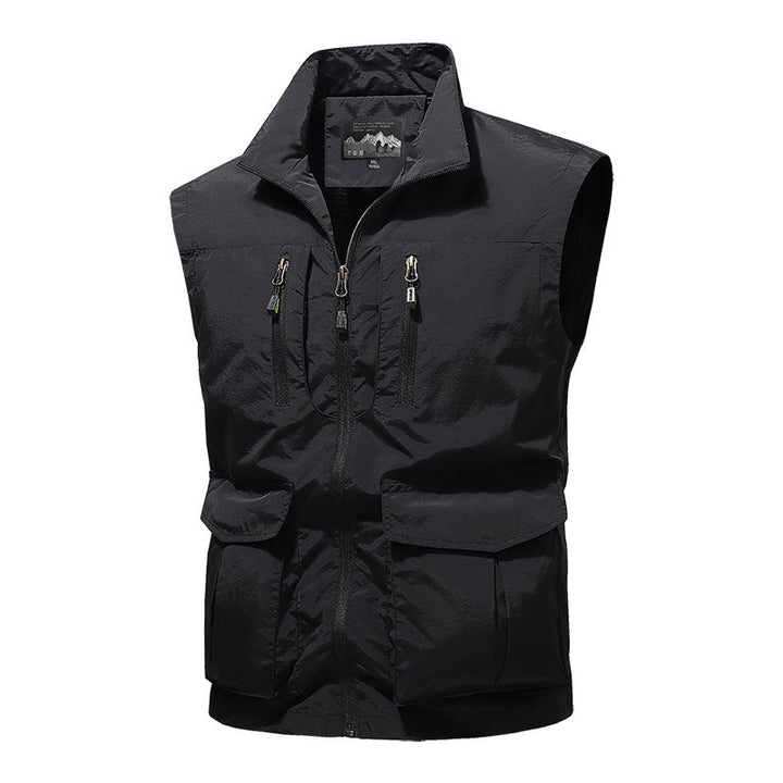 Herr Resor Performance Väst med Hög Krage, Vattenavvisande Microfiber och Flera Fickor