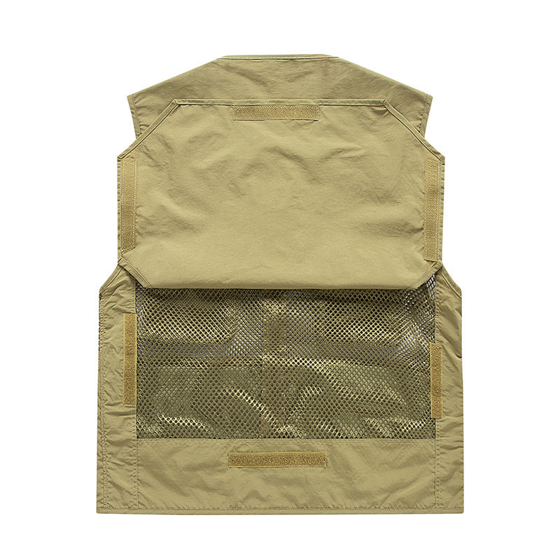 Herr Multifunctional Mesh Utility Väst med Dragkedja och Flera Fickor