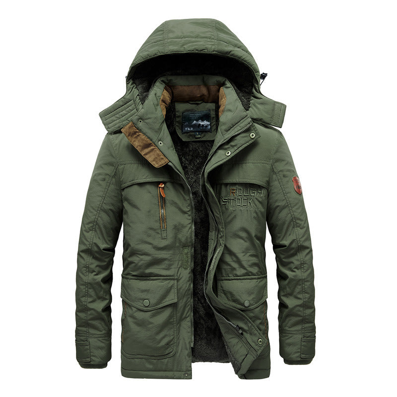 Herr Termisk-Lined Fält Parka med Faux Fur Inre Foder och Multifunctional Fickor