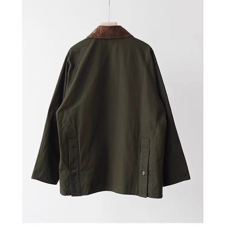 Dam vattenavvisande oversize field jacka med corduroy krage och flap fickor