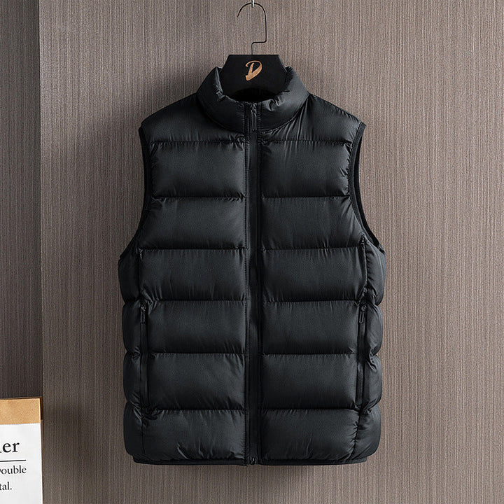 Herr Slim-Fit Ultra-Light Quiltad Termisk Väst med Hög Krage och Vattenavvisande Dragkedjor