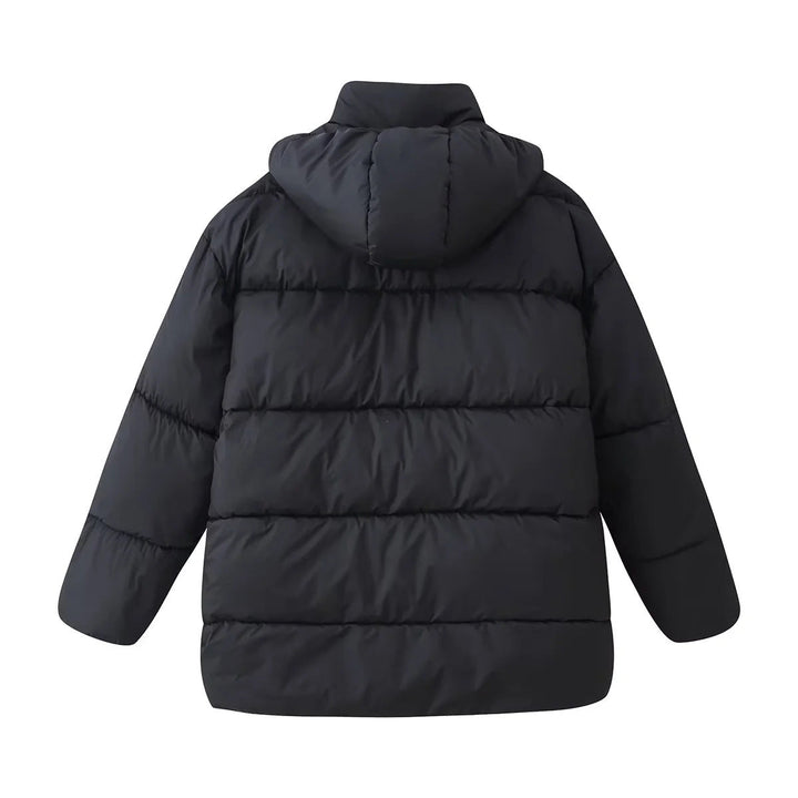 Dam oversized quiltad jacka med huva och värmande värmefoder
