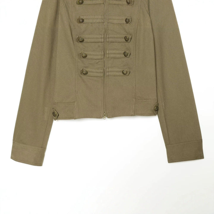 Dam Skräddarsydd Field Jacka i Regimental Stil med Ståkrage och Decorative Ränder