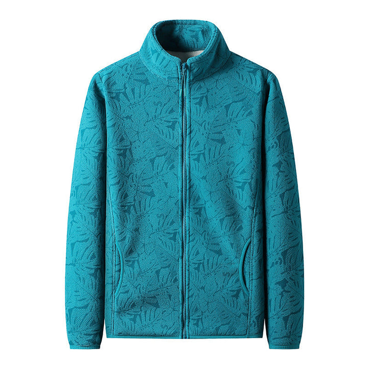 Dam fleecejacka med hel zip och blommig jacquard structure