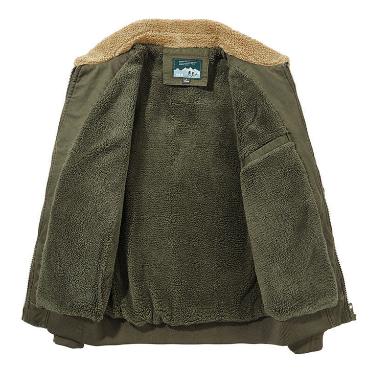Herr Aviator Blouson Tillverkad av Canvas med Sherpa Krage, Teddy Fleece Inre Foder, och Multifunctional Fickor