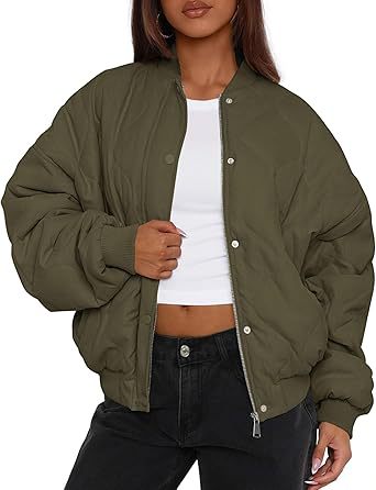 Dam oversize kviltad bomber jacka med vadderad insulation och raglan ärmar