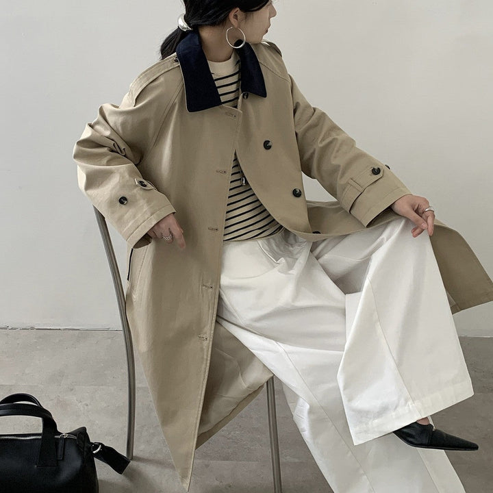 Dam längre vattenavvisande trenchcoat med Back Cape och Stand krage