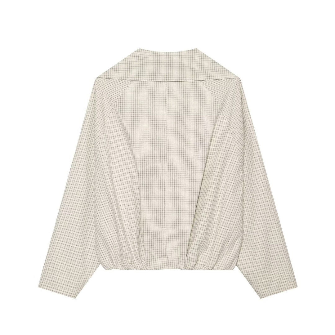 Dam Kort Jacka Double-Breasted Trench med Oversize Sailor Krage och Elastic Nederkant