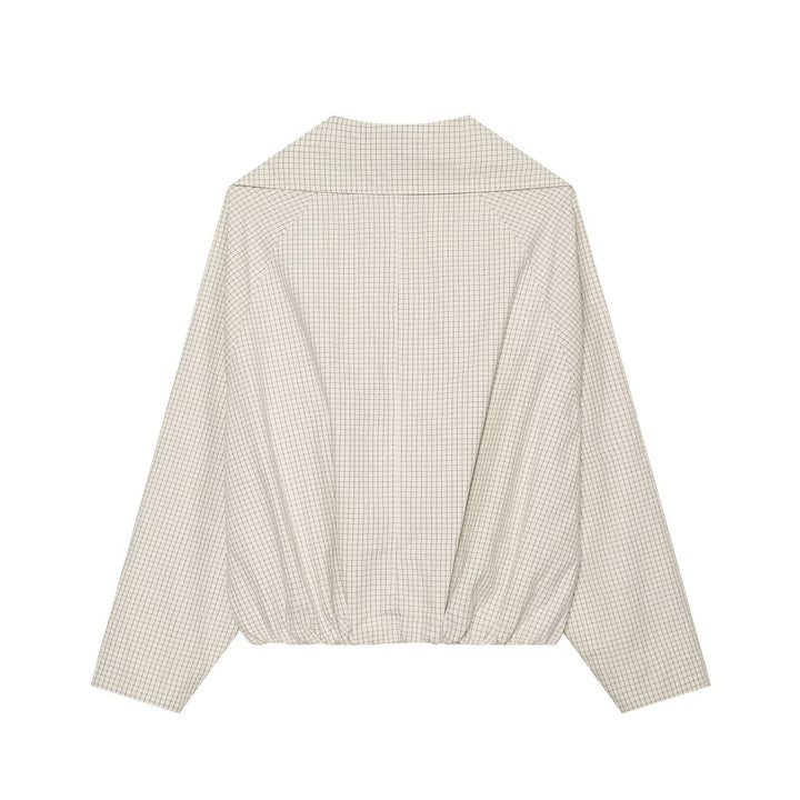 Dam Kort Jacka Double-Breasted Trench med Oversize Sailor Krage och Elastic Nederkant
