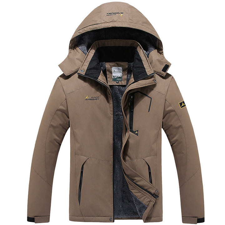 Herr vatten- och vindtät softshell utomhusjacka med teddy fleecefoder och huva