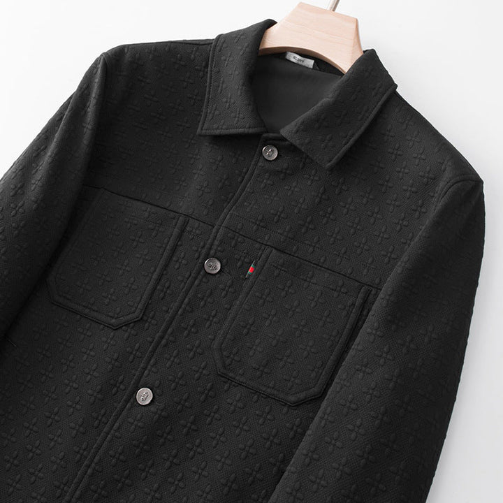 Herr Strukturerad Skjortjacka med Embossed Surface och Patch Bröstfickor