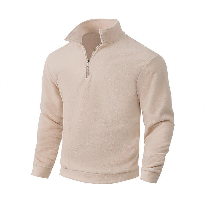 Herr Nano Fleece Halv Dragkedja Pullover med Ståkrage, Mjuk Teddy Fleece och Elastiska Muddar