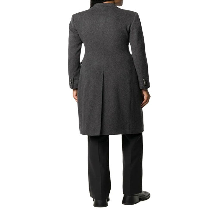 Dam Slim skräddad lång kappa med Shawl krage, figurnära seam guidance och dold knappslå