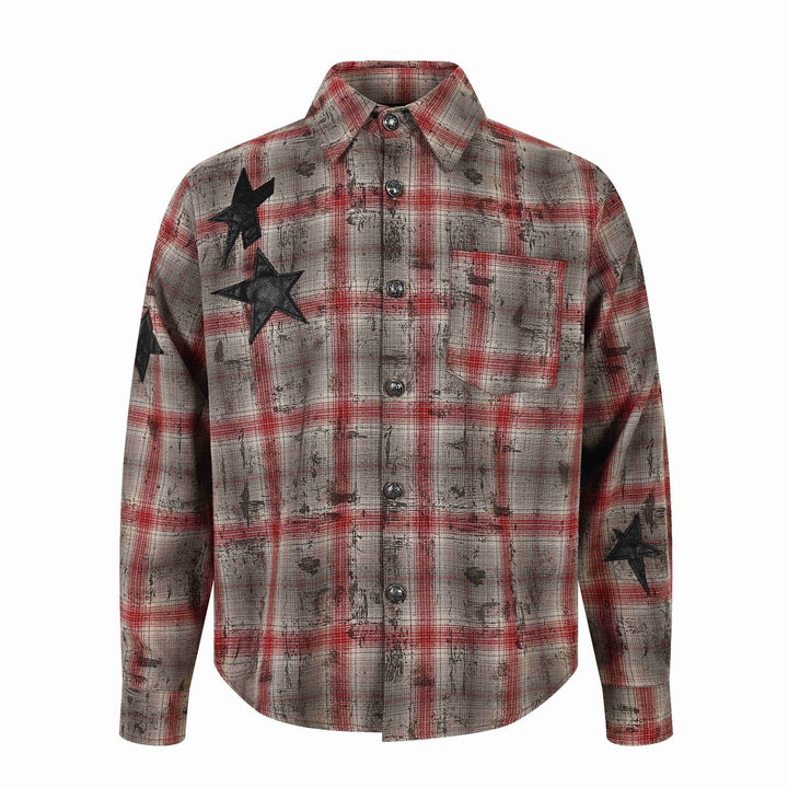 Dam Skjorta Jacka i Oversized Skärning med Star Appliqués